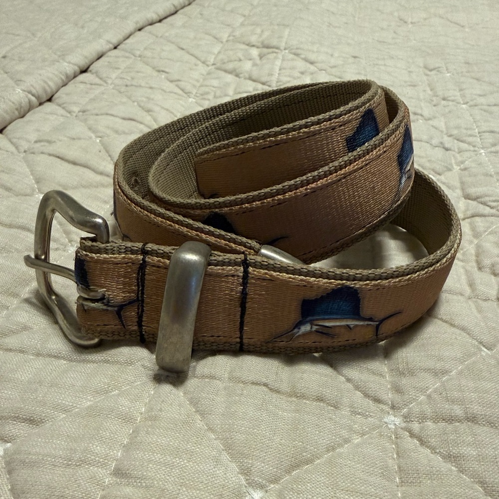 Croakies Tan and Blue Men's Fish Belt